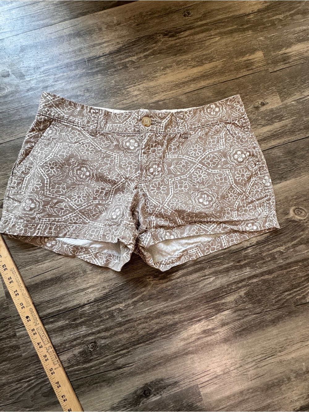 Old Navy Beige Floral Print Jean Shorts